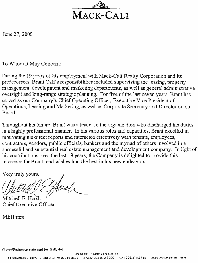 Letter of Recommendation